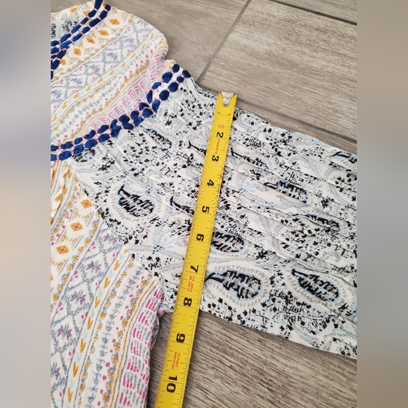 Sundance 100% viscose modal blue Wandress relaxed fit beaded tassle blouse XXL - Picture 6 of 9